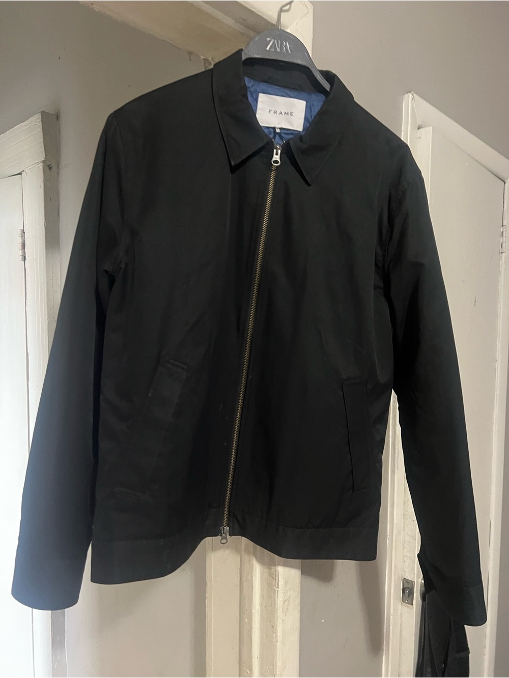 Frame Denim Black Lightweight quilted Zip-Up Shirt Jacket size large